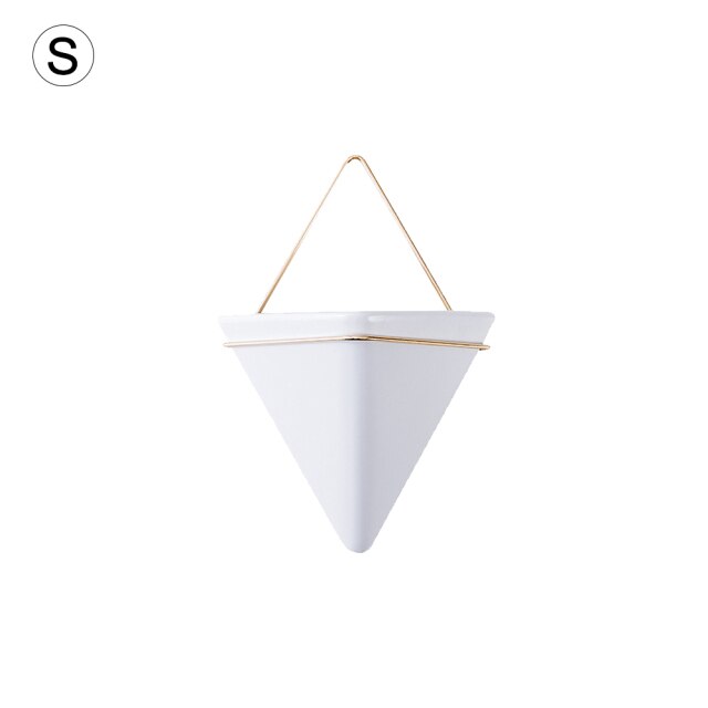 Wall-Mounted Hanging Flower Pot Triangle Ceramic Wall Vases Plant Hanger Flower Pot Planter Hanger Garden Hanging Planter