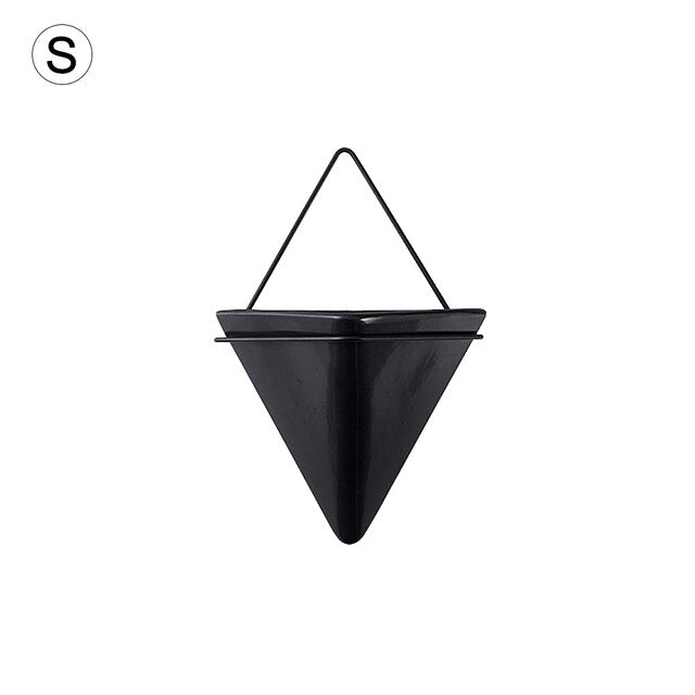 Wall-Mounted Hanging Flower Pot Triangle Ceramic Wall Vases Plant Hanger Flower Pot Planter Hanger Garden Hanging Planter